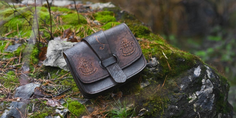 Brown leather belt bag