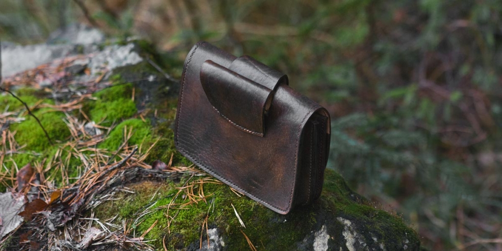 Brown leather belt bag