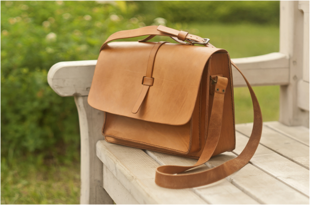 Capacious leather briefcase for women