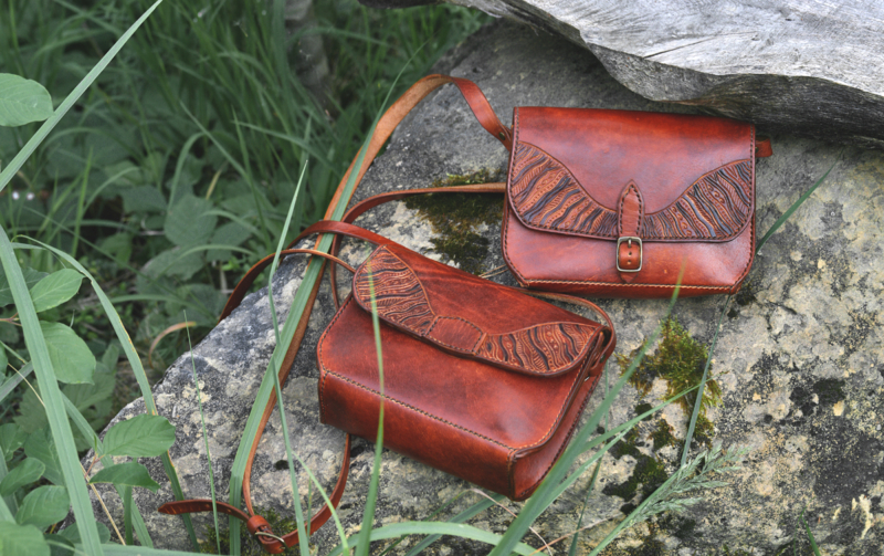 Brown leather purses