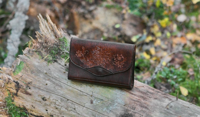 Dark brown leather purse
