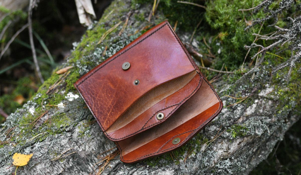 Light brown leather purse inside