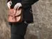 Brown leather handbag
