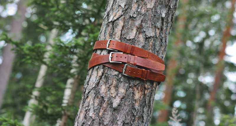 Brown leather belts