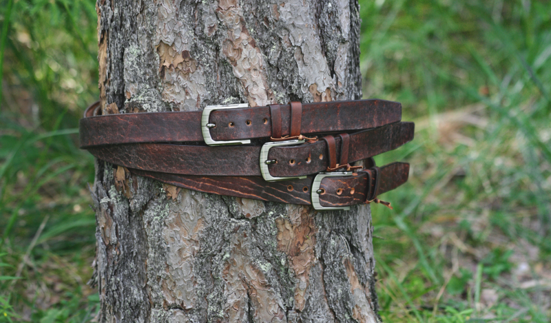 Dark brown leather belts