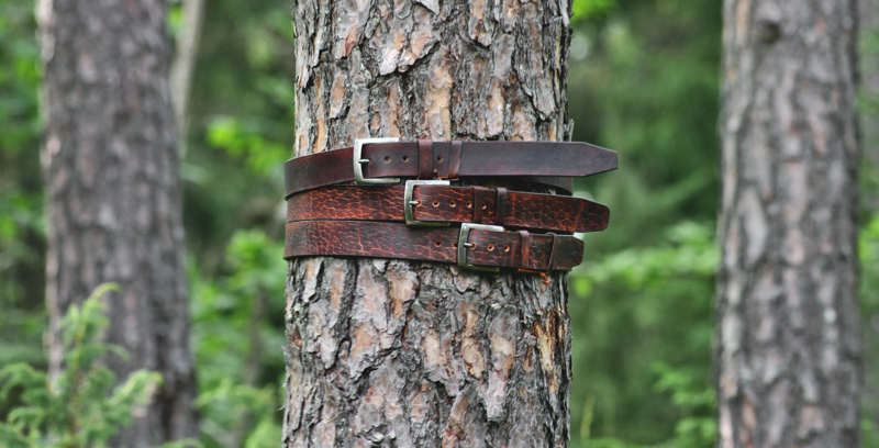Dark brown leather belts