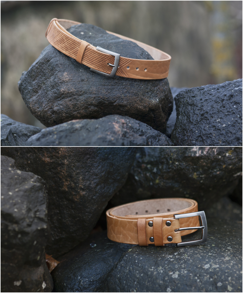 Natural full grain leather belt