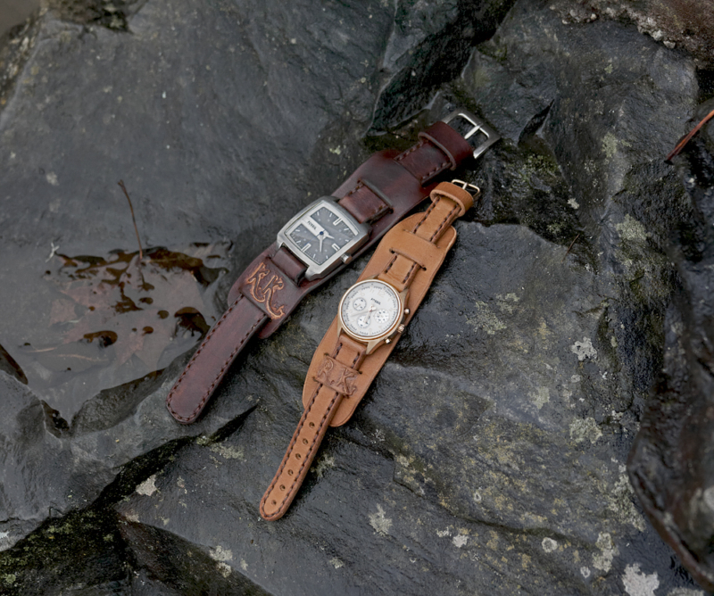 Leather watch straps (dark brown. light brown). Handmade.
