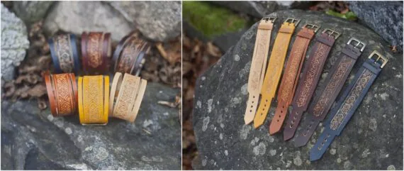 Leather wristbands, bracelets, various colors. Handmade.
