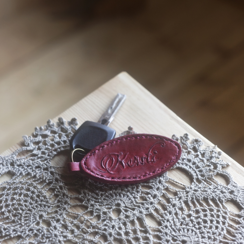 Red leather key keeper