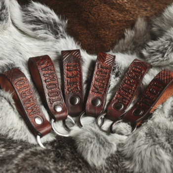 Leather key holders with carved names