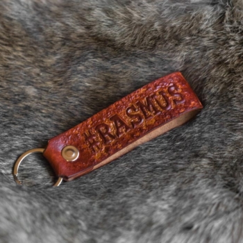 Leather key holder with name