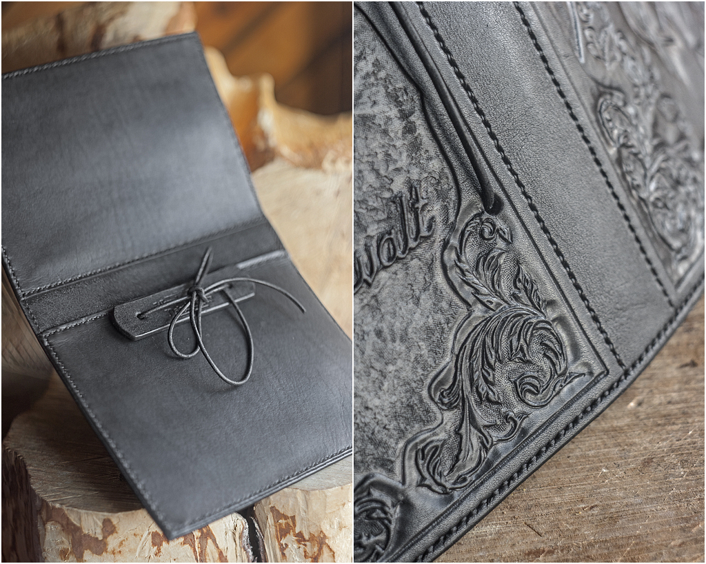 Leather book covers with floral ornamets