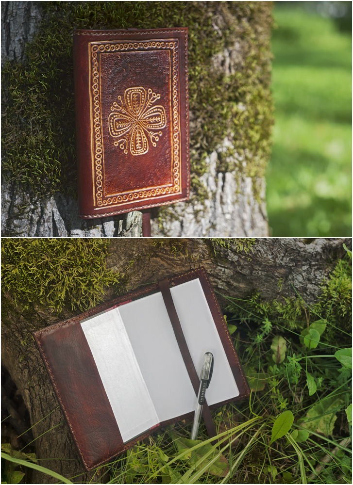 Leather notebook covers with Life Tree Blossom