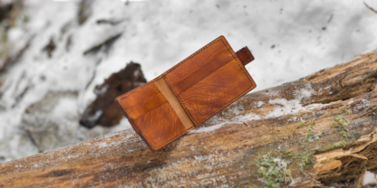 Leather card wallet with six pockets