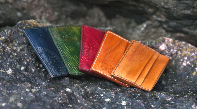 Card cases with five pockets in various colours
