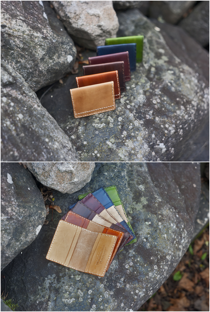 Leather card wallets in various colors