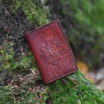 Leather card case, decorated by runes