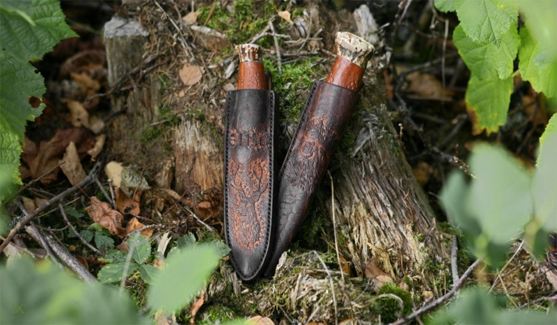 Leather sheaths for hunters knives