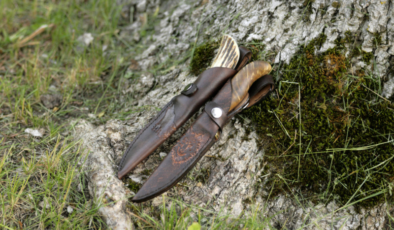 Leather knife sheaths for right handed and left handed users