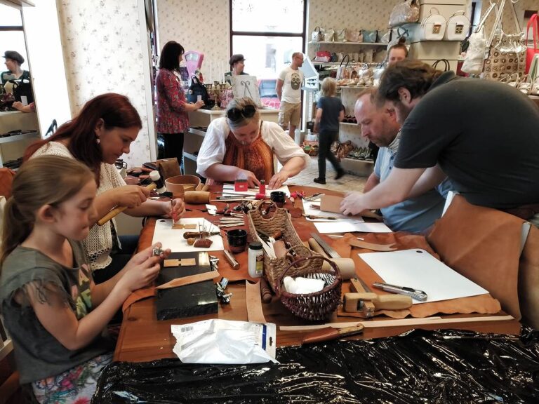 Workshop at the shoe and bag shop.