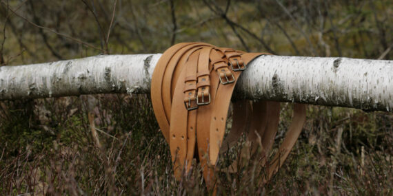 Leather straps set for Roorkhee chair, natural finish.