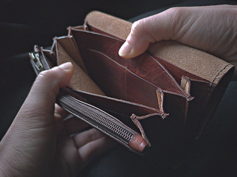 Fotol esitletud rahakoti sisuosas on kolm suuremat (küljelaiusega) sahtlit, tagaseinas väiksem tasku ning lukuga münditasku. Iga vaheseina külge on kinnitatud kaks kaarditaskut.